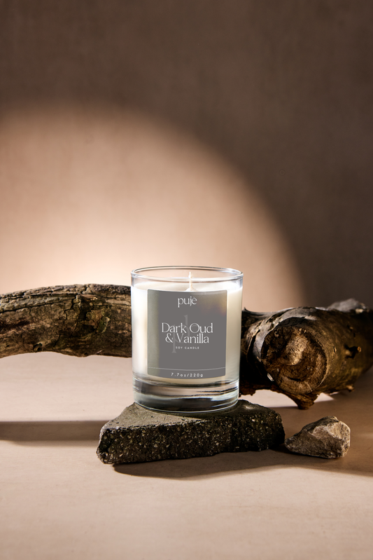 DARK OUD & VANILLA SOY CANDLE - Pujè