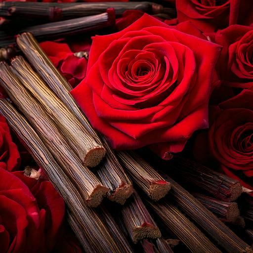 Red roses and Sandalwood sticks